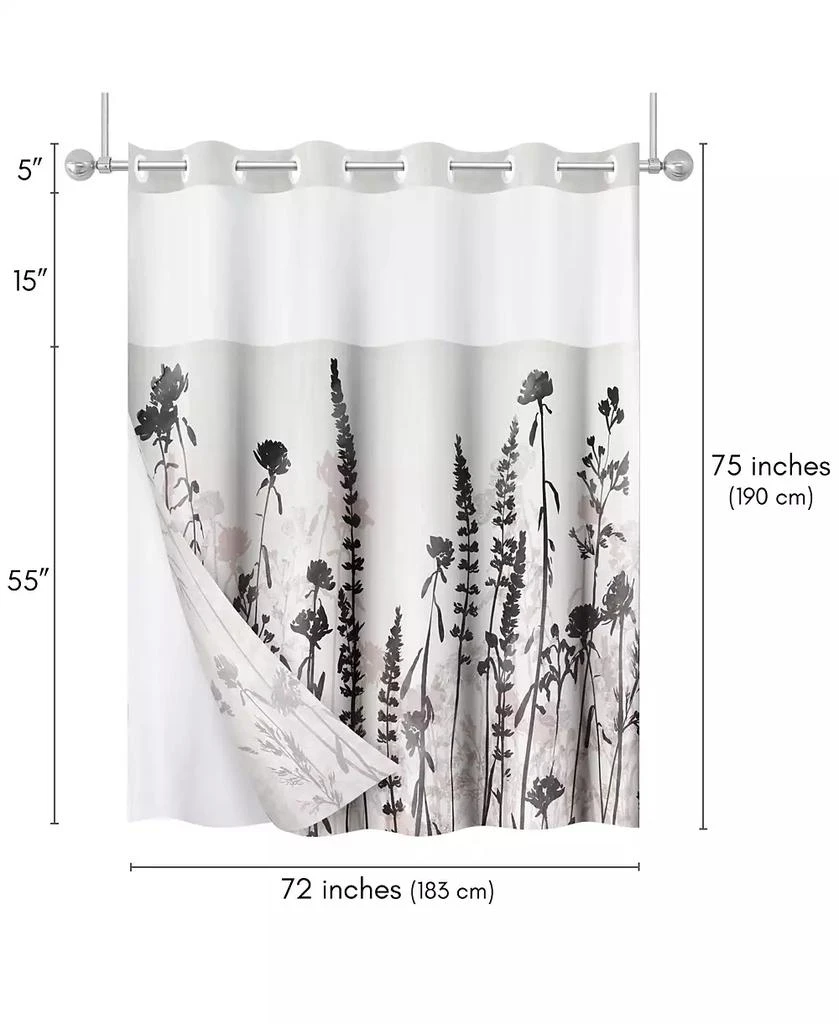Americanflat Hookless Floral Shower Curtain with Sheer Panel, Snap-In Liner 
Grommets, 72" x 75" 2