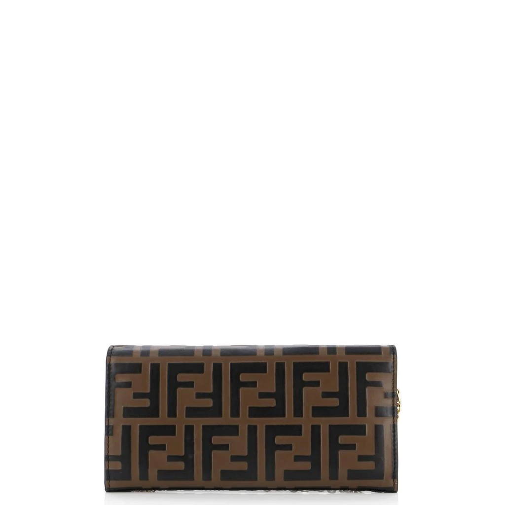 Fendi F is  Continental Chain Wallet Zucca Embossed Leather 3