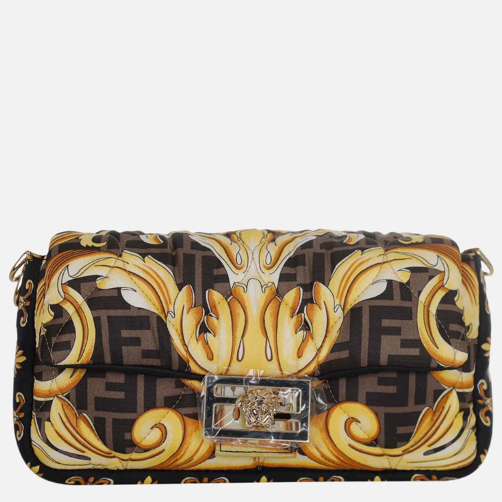 Fendi Fendi x Versace Brown/ Gold Fendace Baguette Bag - Shoulder