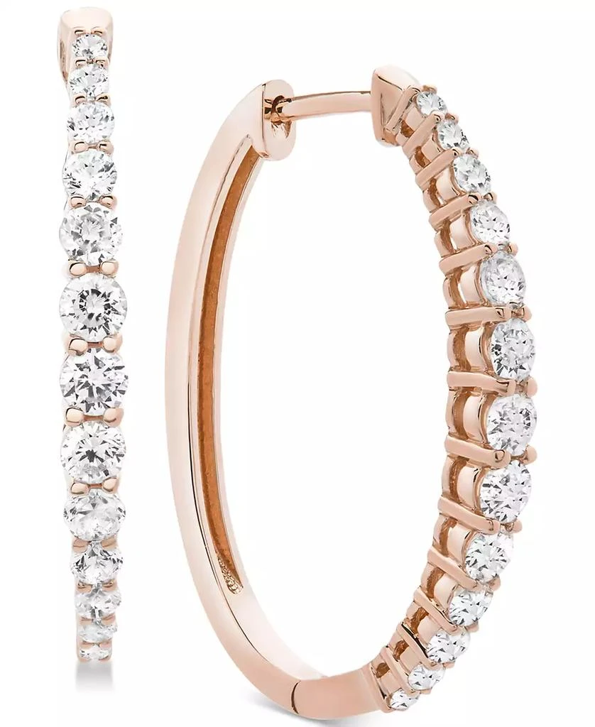 Macy's Diamond Hoop Earrings (1 ct. t.w.) in 14k White, Yellow or Rose Gold 1