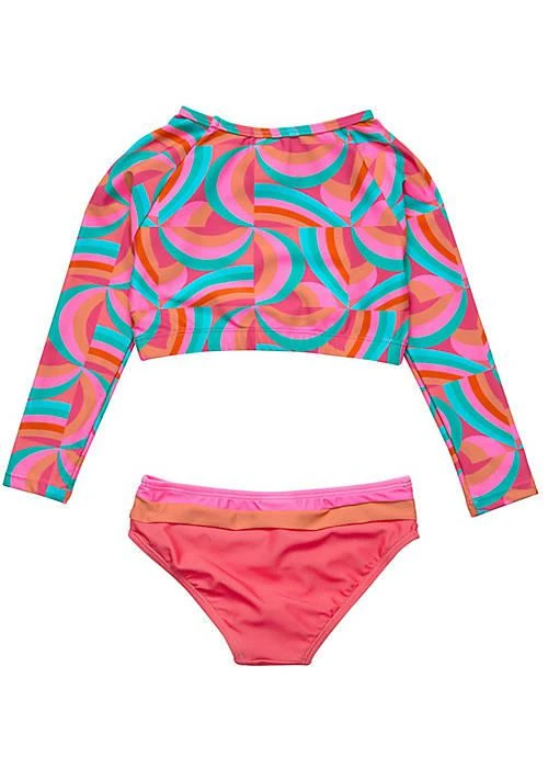 Snapper Rock Geo Melon Sustainable Crop LS Rash Top Set 3