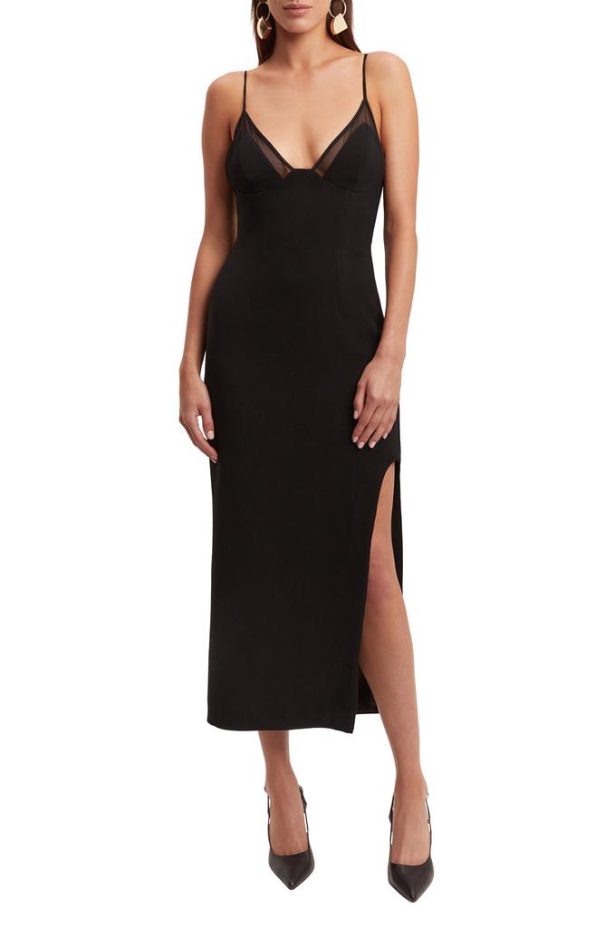 Bardot Rune Mesh Inset Midi Dress