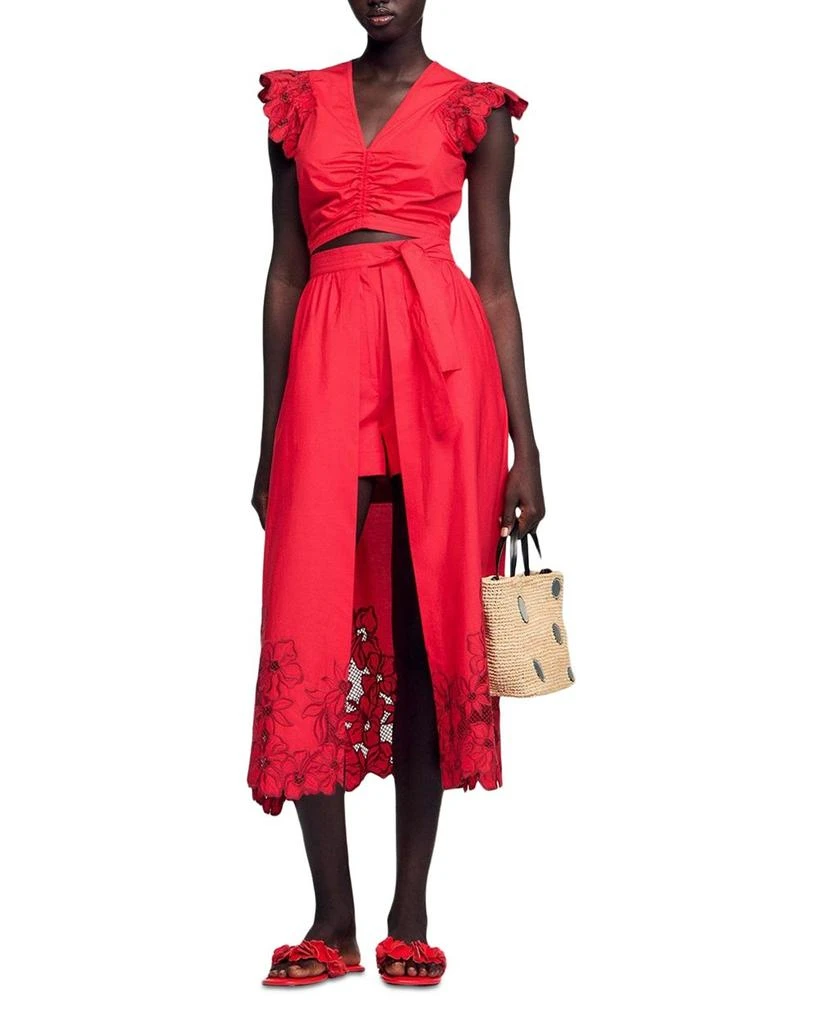 Sandro Floral Tie Waist Skort 2
