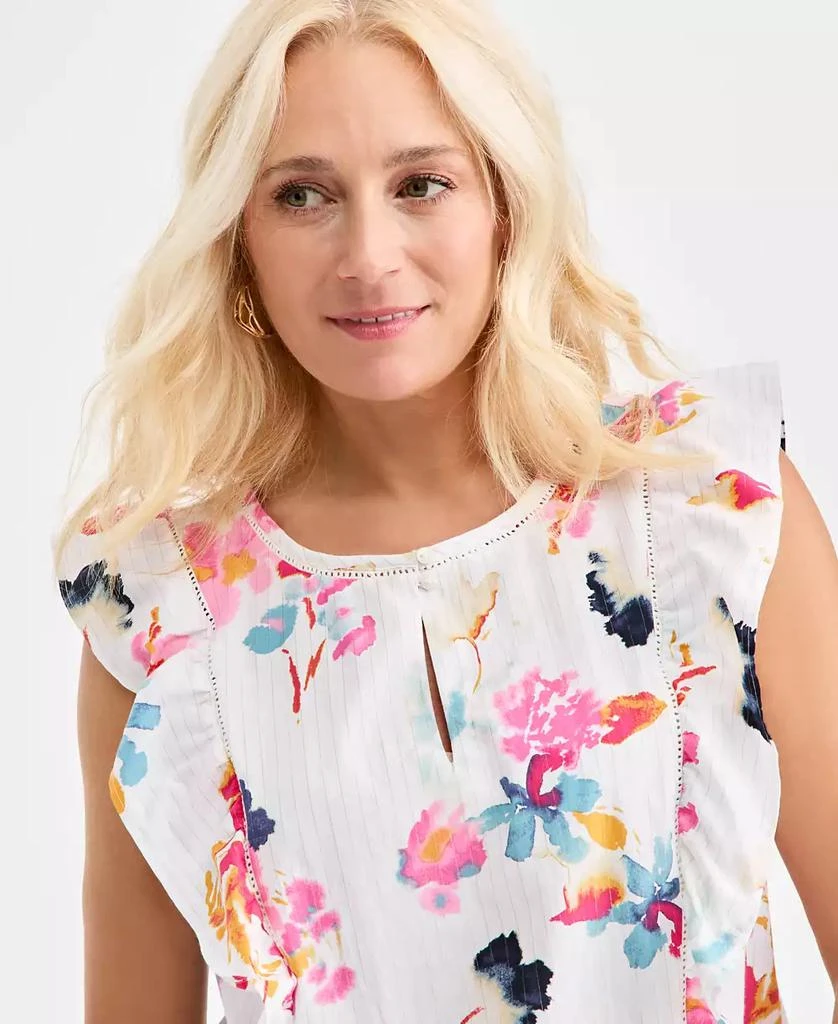 Style & Co Petite Short Flutter-Sleeve Printed Top 2