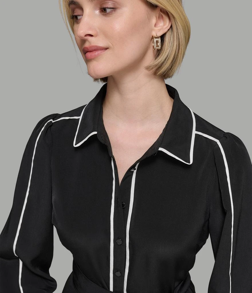 Karl Lagerfeld Paris FIT & FLARE SHIRT DRESS WITH CONTRAST PIPING 3