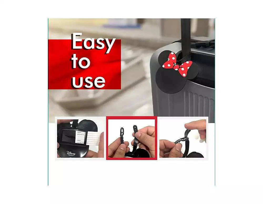 Disney Mickey Mouse and Minnie Mouse Luggage Tags Gifts Mickey and Minnie PVC Travel Tags Gifts - Set of 4 4