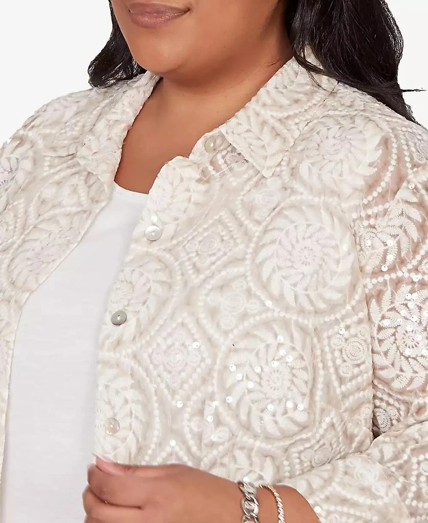 Alfred Dunner Plus Size Natural Wonder Sequin Medallion Two In One Top 3