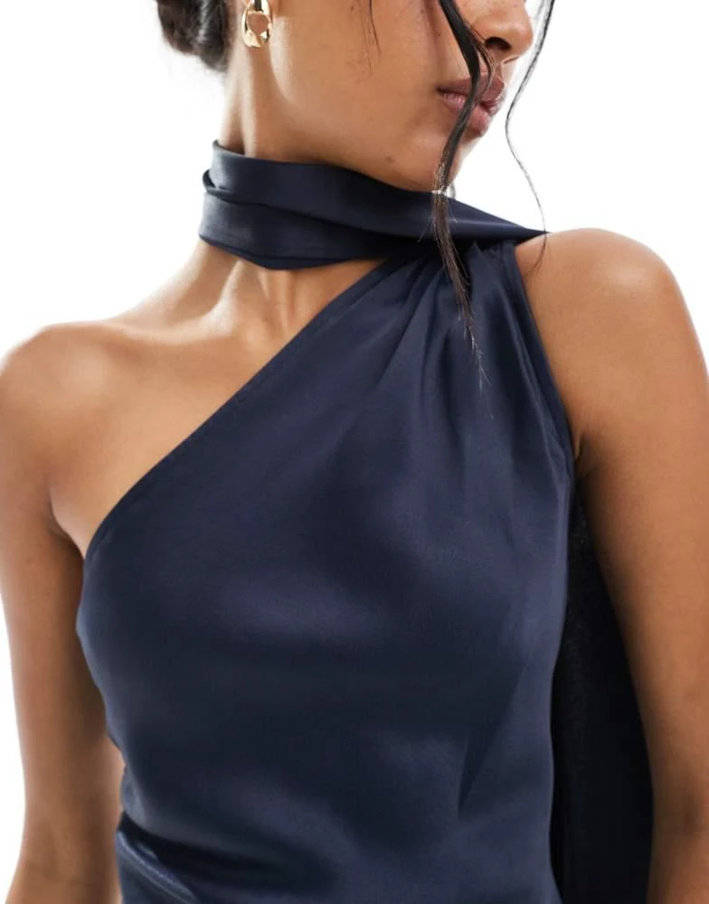 Maids to Measure Bridesmaid one shoulder scarf maxi dress in navy  On Sale  Now with Up to 35% Off | Discover Exclusive Deals & Savings at BeyondStyle   Authentic Maids To