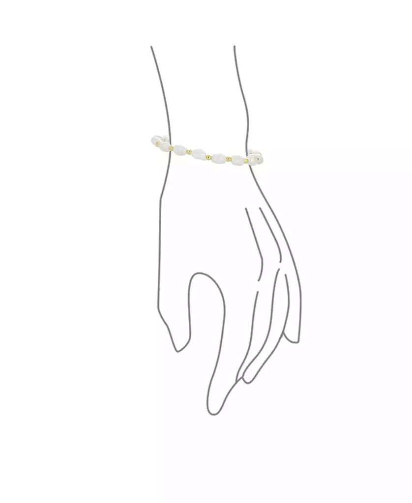 Bling Jewelry Simple White Freshwater Pearl Strand Bracelet 18K Gold Plated 6.5-8.5 Inch 3
