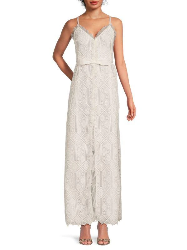Giambattista Valli Medallion Crochet Ruffled Gown 1