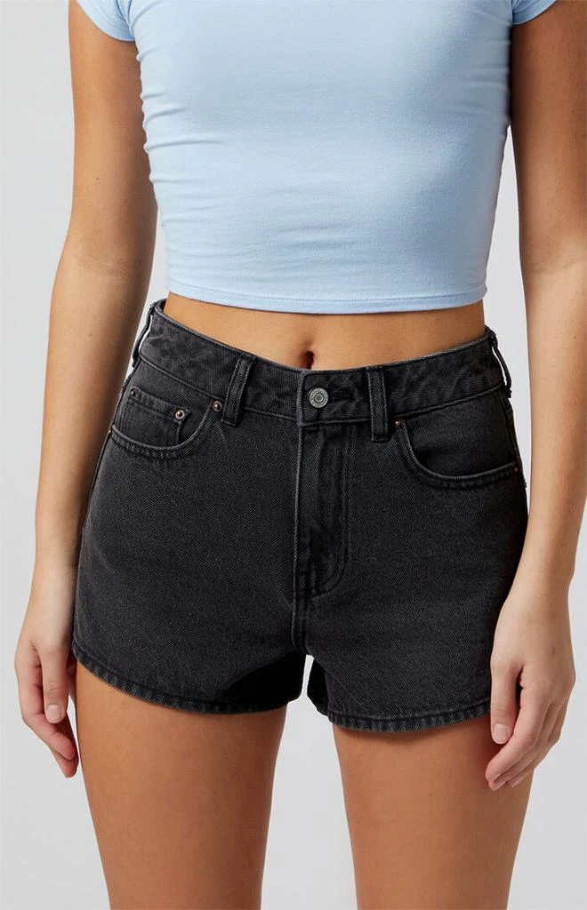 PacSun Black Button Flap Denim Mom Shorts 4