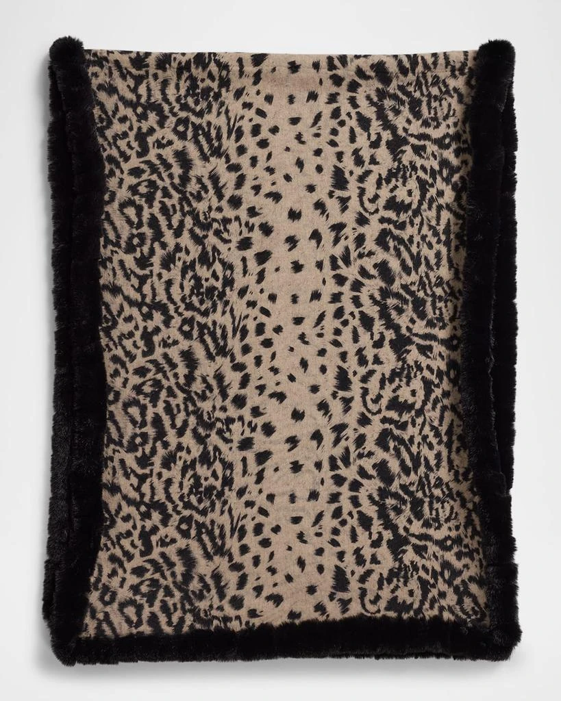 La Fiorentina Reversible Animal-Print Wool-Blend Wrap with Faux Fur Trim 1