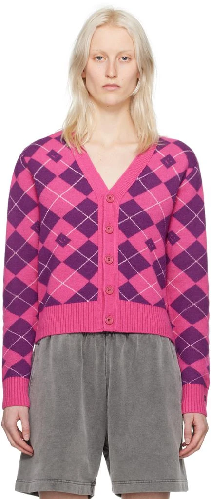Acne Studios Pink & Purple Argyle Cardigan 1