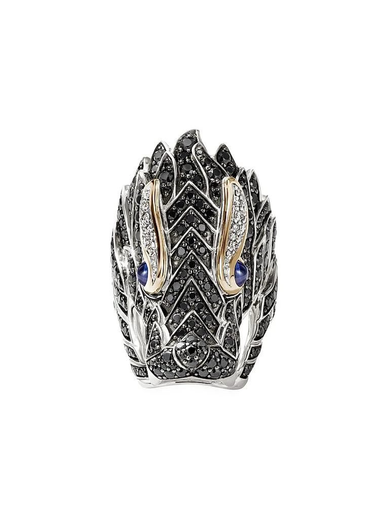 John Hardy Naga Dragon Sterling Silver, 14K Yellow Gold & Multi-Gemstone Saddle Ring 4