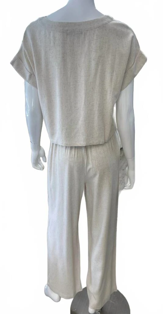 KLd. Signature Linen Crop Top And Pant Set In Oatmeal 3