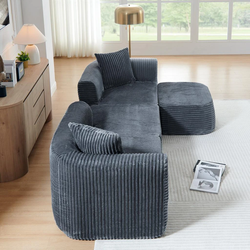Streamdale Furniture Streamdale 114" Gray Cloud Sectional Couch with L-Shape Chaise
Movable Ottoman 3