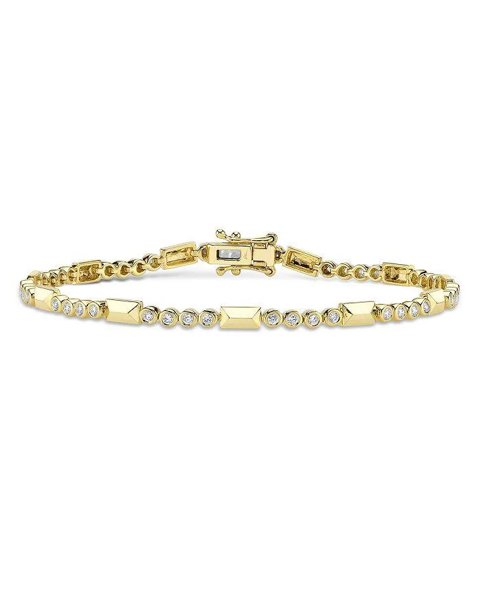 Shy Creation 14K Yellow Gold Bailey Diamond Bezel 
Geometric Link Bracelet