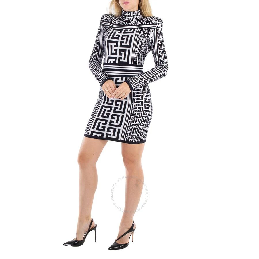knee length dresses for ladies Balmain Black Embellished Silk Long Sleeve Dress UK 12