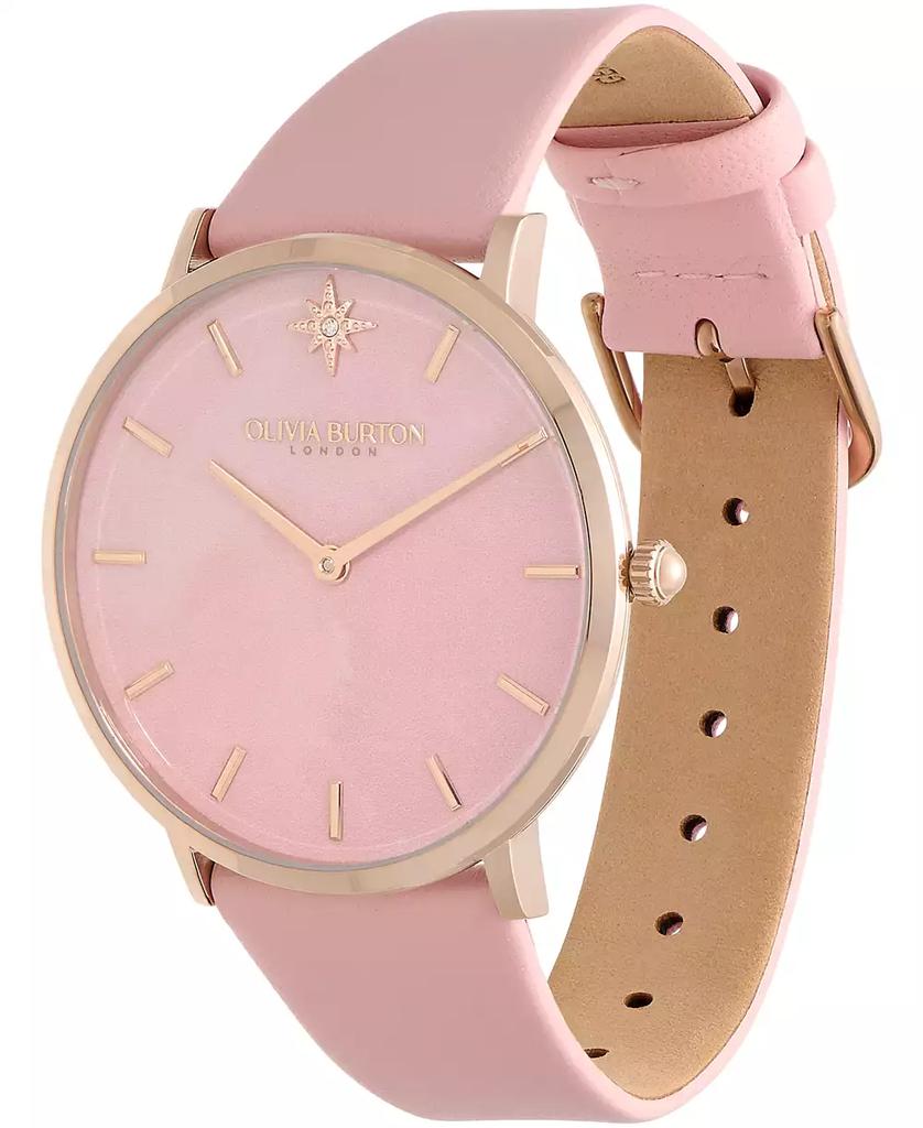 Olivia Burton Women's Celestial Ultra Slim Pink Leather Strap Watch 40mm