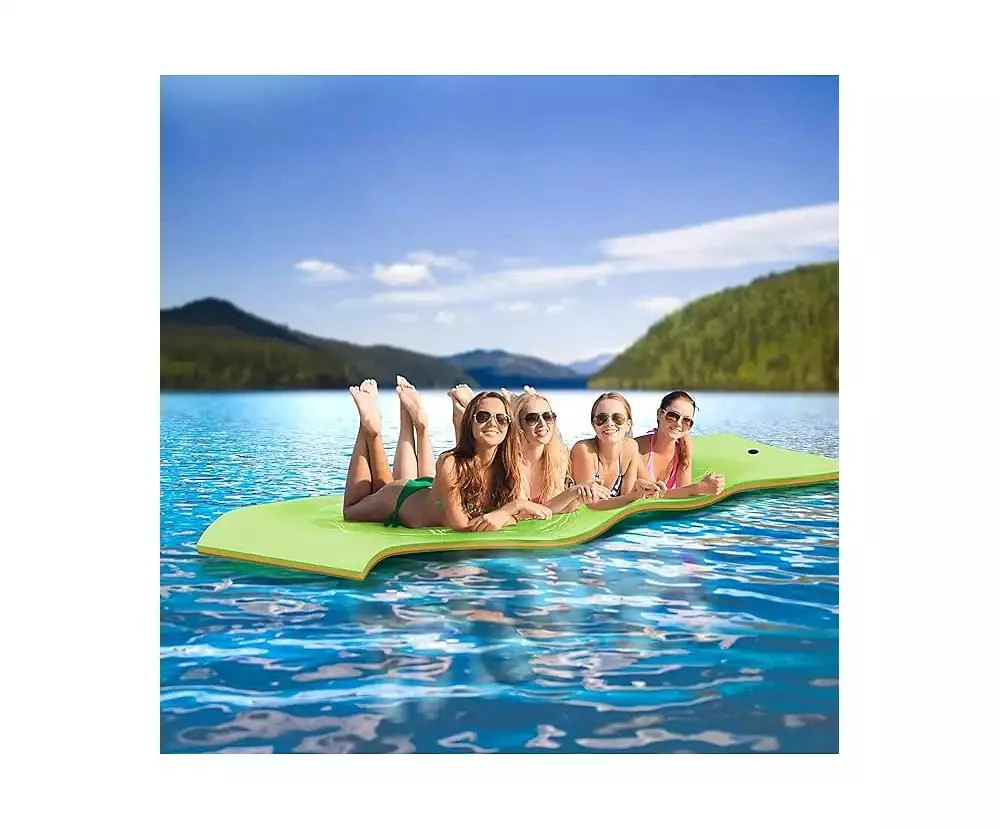 HALLOLURE Green Water Floating Mat Foam Pad, 13x5FT Bouncy Tear-Resistant XPE Foam 1