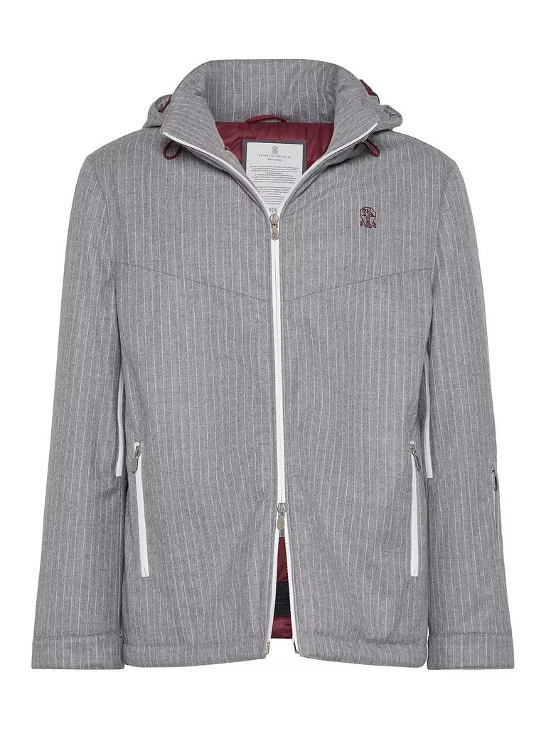 Brunello Cucinelli Bonded Narrow Chalk Stripe Virgin Wool Flannel Mountain Parka with Thermore Padding 1