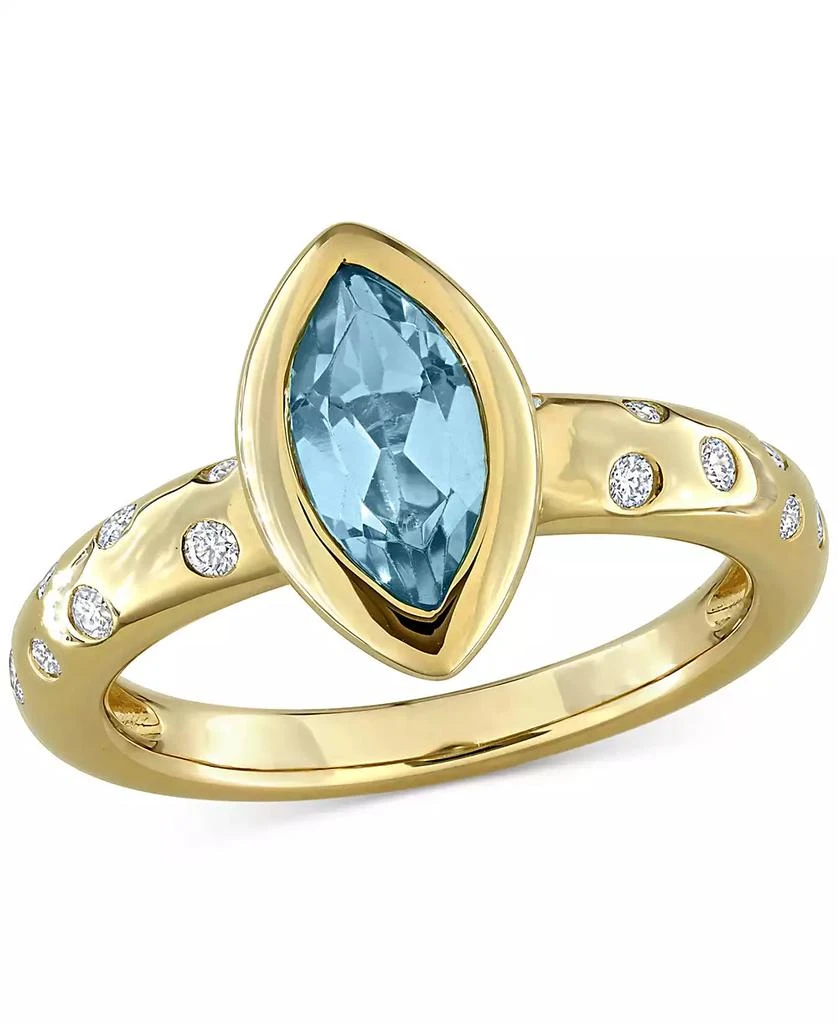 Macy
s Blue Topaz (3/4 ct. t.w.)
Diamond (1/4 ct. t.w.) Band in 10k Gold