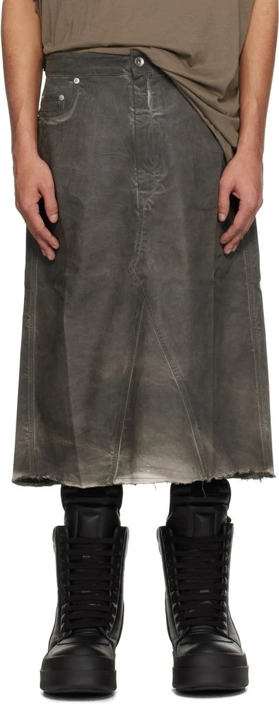 Rick Owens Gray Hollywood Godet Denim Midi Skirt 1