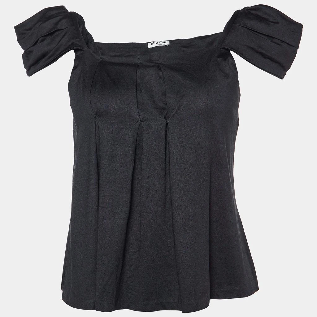 Miu Miu Miu Miu Black Silk Pleated Top S 1