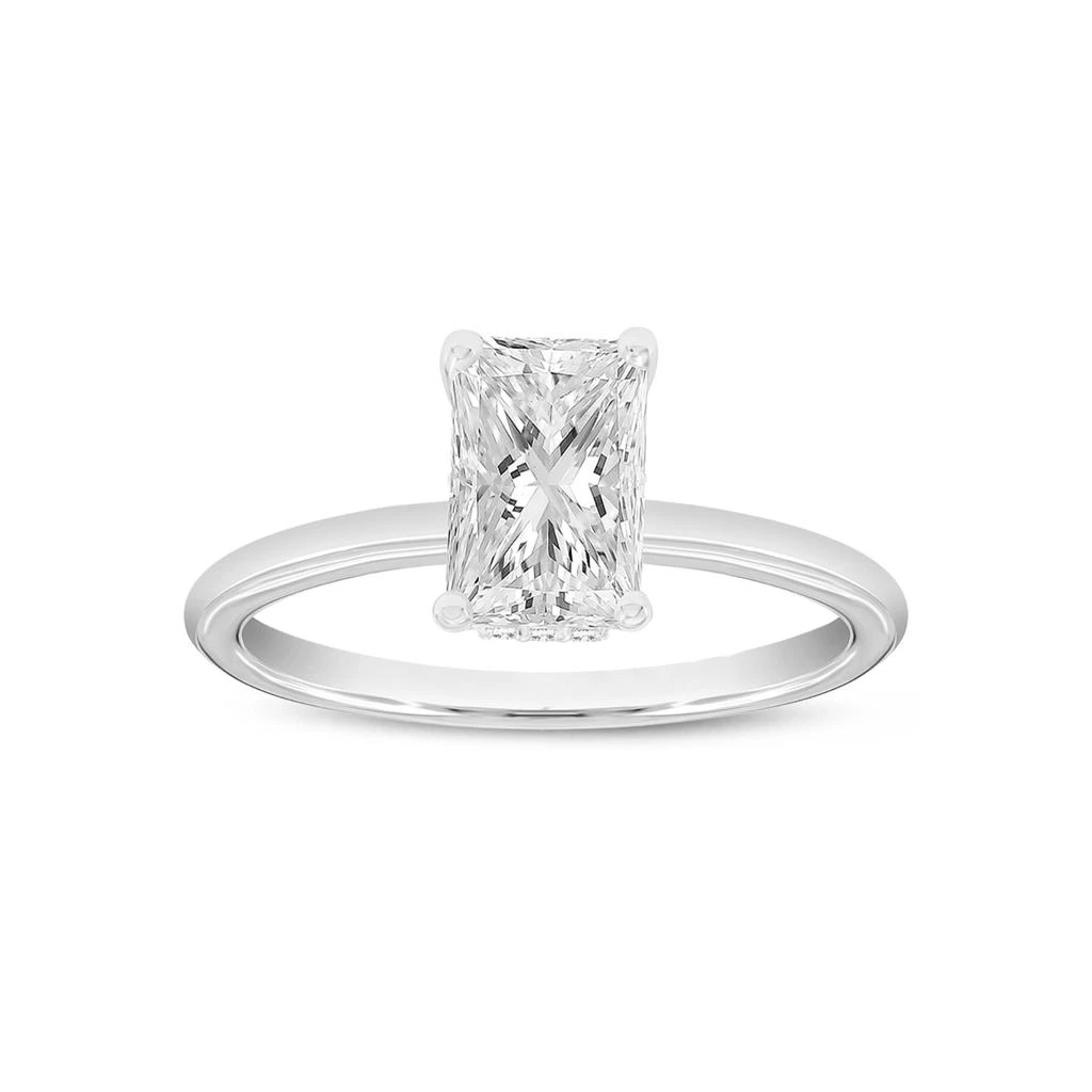 LuvMyJewelry Ahlam 14K White Gold Radiant Cut Lab Grown Diamond Hidden Halo Engagement Ring - 1.57 Ct 1