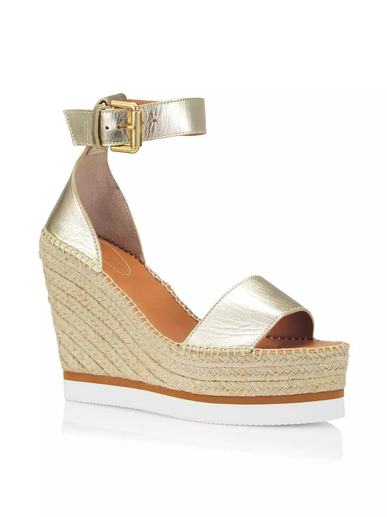 See by Chloé Glyn Metallic Leather Espadrille Wedges 2