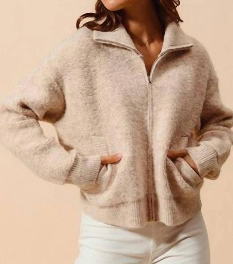 So Me So Me - Collared Knit Fluffy Sweater Jacket 2