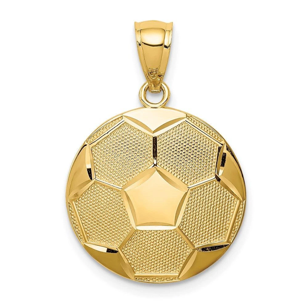Diamond2Deal 14k Yellow Gold Domed Soccer Ball Pendant 1