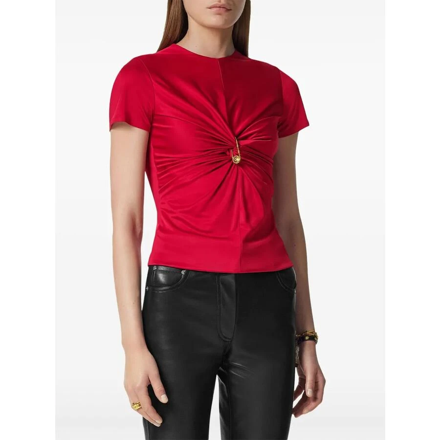 Versace Safety Pin Gathered Viscose Top 2