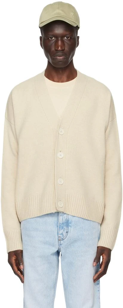 AMI Paris Beige Cropped Cardigan 1