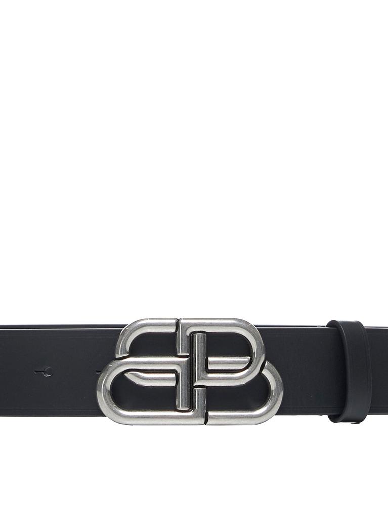 Balenciaga BALENCIAGA | Wide BB belt in black calfskin leather with antique silver finishes | Man | 90