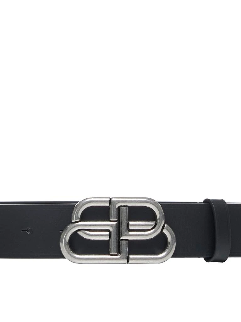 Balenciaga BALENCIAGA | Wide BB belt in black calfskin leather with antique silver finishes | Man | 90 2