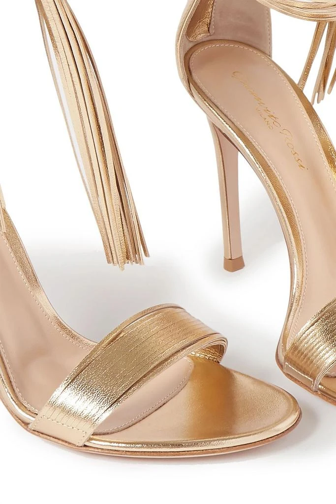 Gianvito Rossi 105 fringed metallic leather sandals 5