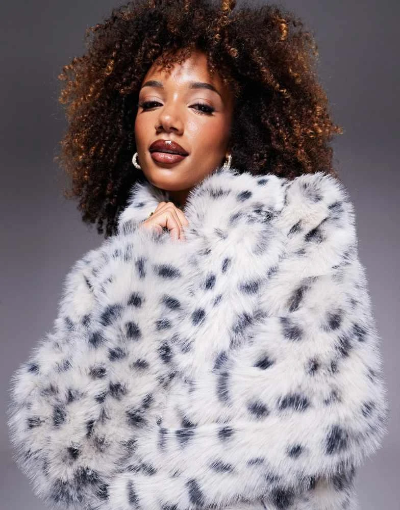 Bardot Bardot premium faux fur wrap over coat in leopard 3