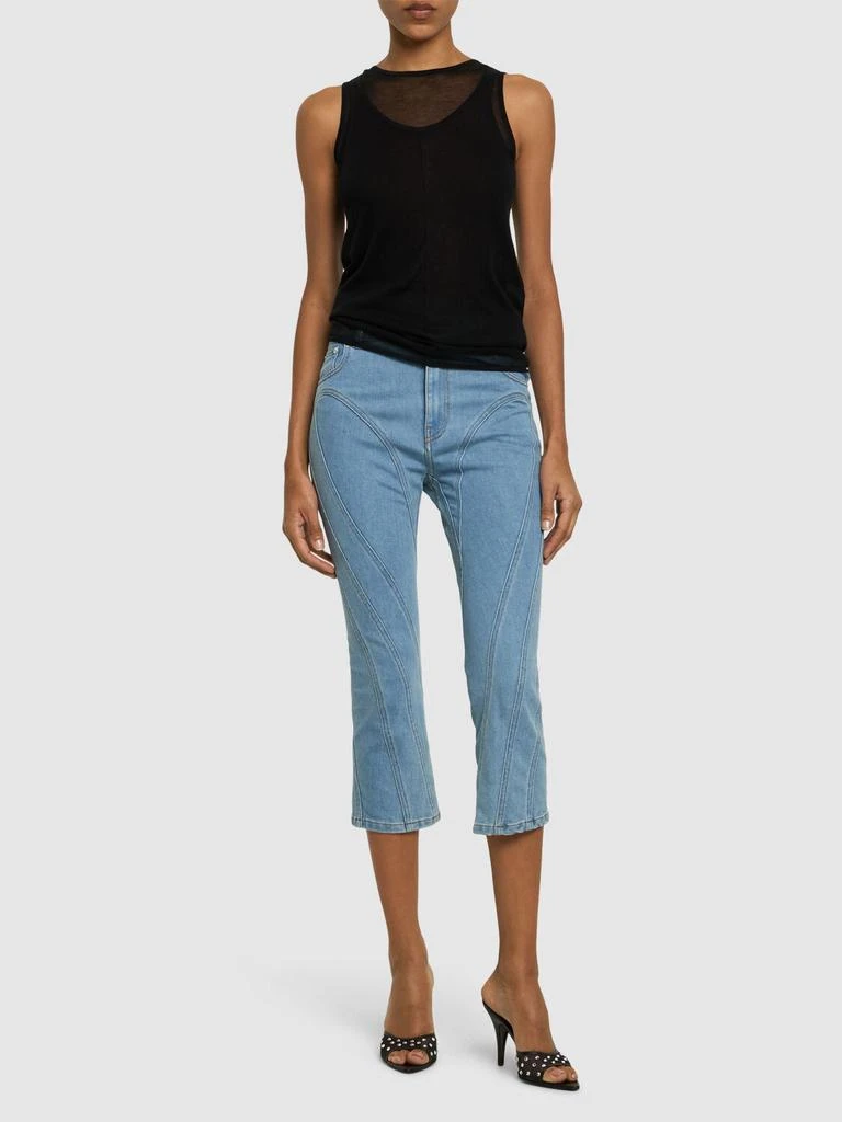 Mugler Stretch Denim Cropped Jeans 1