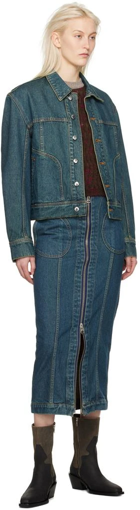 Eckhaus Latta Blue Zip Denim Midi Skirt 4