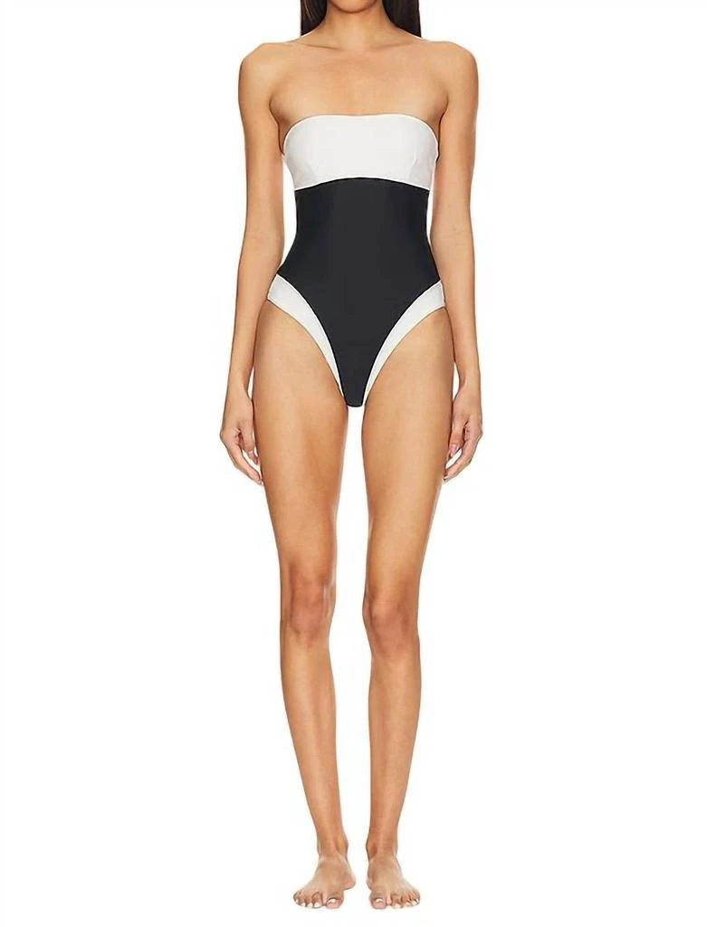 Lovers + Friends Moani Strapless One Piece In Black,white 1
