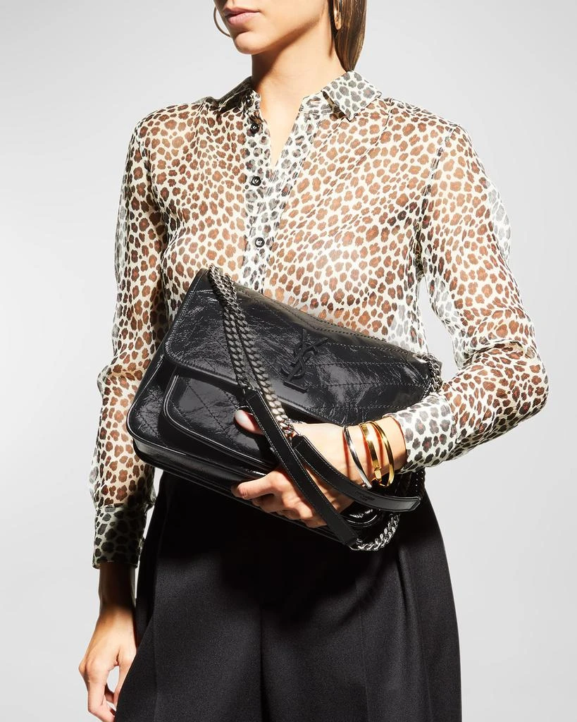 Yves Saint Laurent Niki Medium Flap YSL Shoulder Bag in Crinkled Leather 2