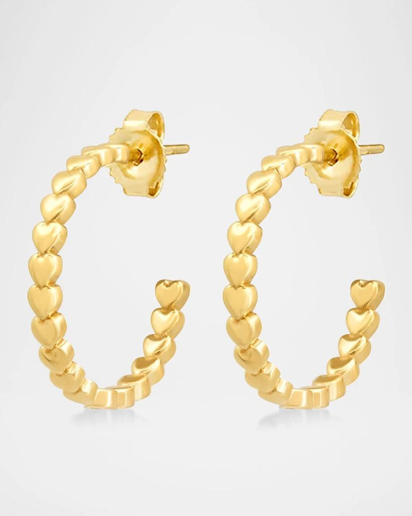 Jennifer Meyer 18K Yellow Gold Small Heart Link Hoop Earrings 2