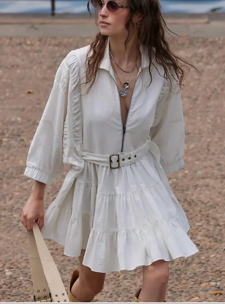 Free People Free People - Ivory Belted Swing 3