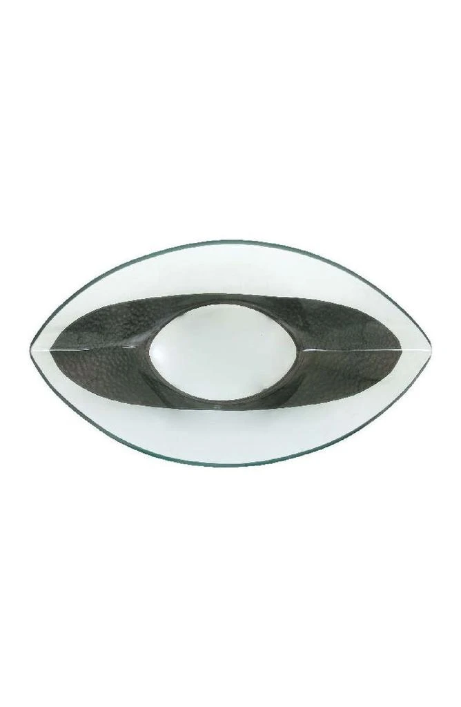 UMA Clear Tempered Glass Traditional Kitchen Serving Bowl with Brown Metal Base 3