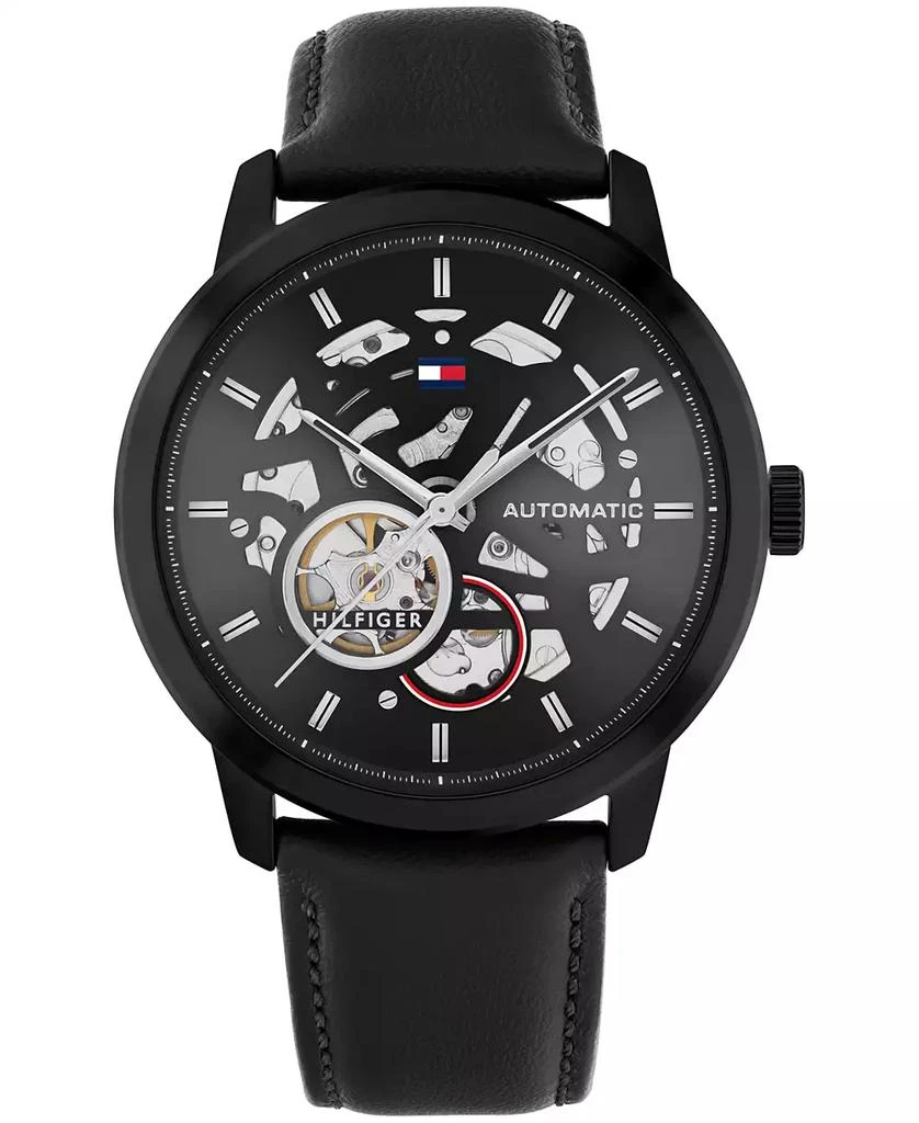 Tommy Hilfiger Men's Automatic Black Leather Strap Watch 43mm 1
