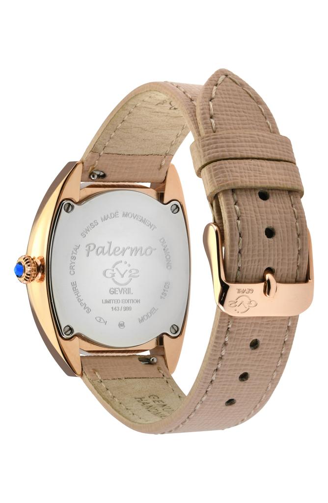 GV2 Palermo Diamond & Gemstone Leather Strap Watch, 35mm