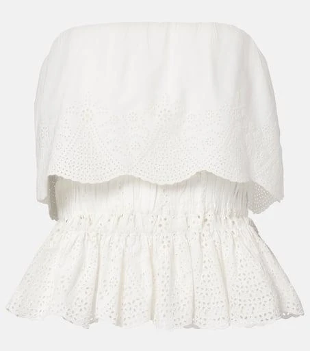 Posse Beryl broderie anglaise peplum cotton top