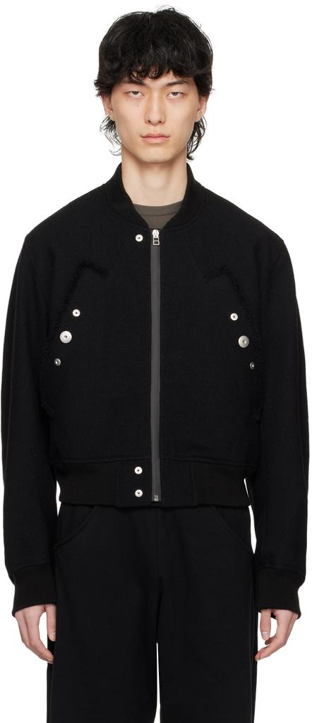 Omar Afridi Black Press-Stud Bomber Jacket