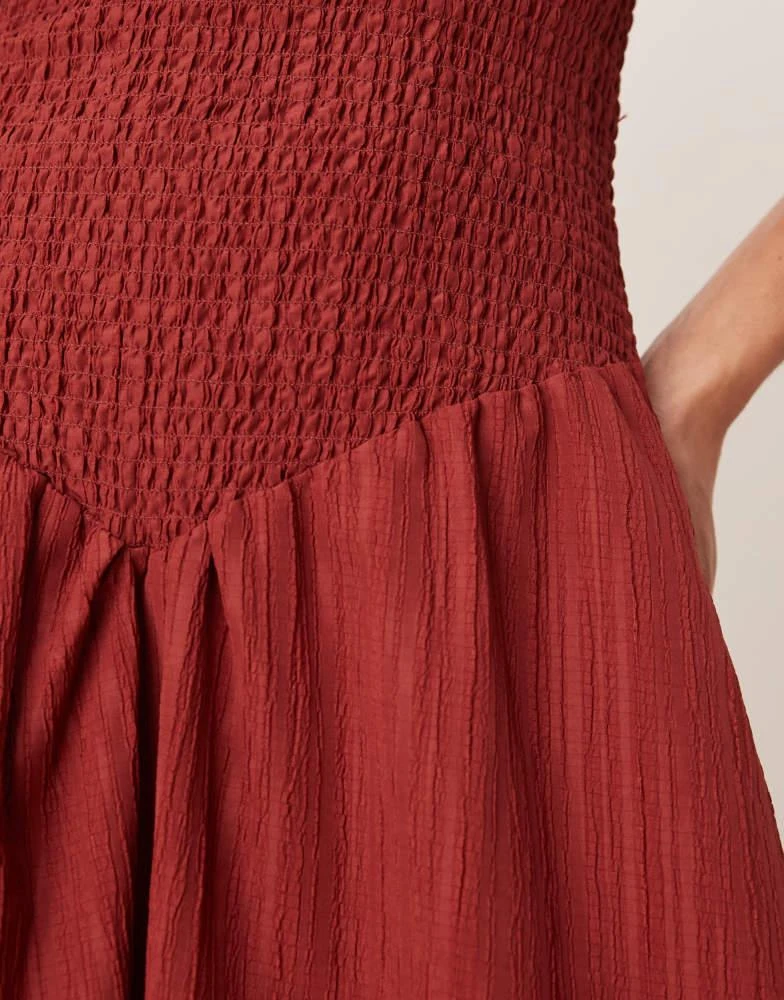 ASOS ASOS DESIGN crinkle bandeau maxi dress in burgundy 3